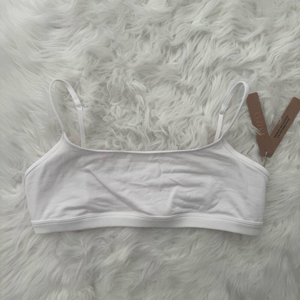 Skims Everyday Cotton Scoop Bralette Snow Size Large